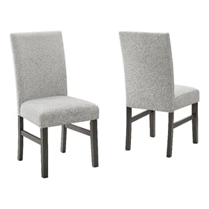 Selena Set of 2 Light Gray Fabric Parsons Dining Side Chairs with Gray Wood Legs
