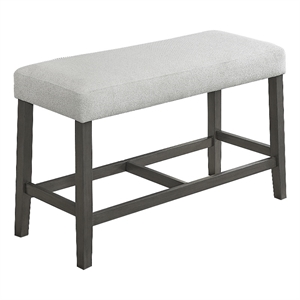 Selena 40&quot Light Gray Fabric Ctr Ht Bench w/Gray Wood Frame & Wooden Footrest