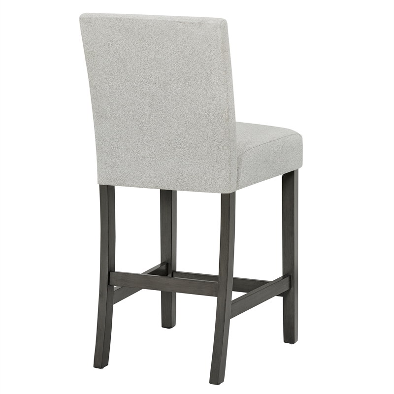 Selena Set of 2 Light Gray Fabric Ctr Ht Chairs w/Gray Wood Frame & Footrest