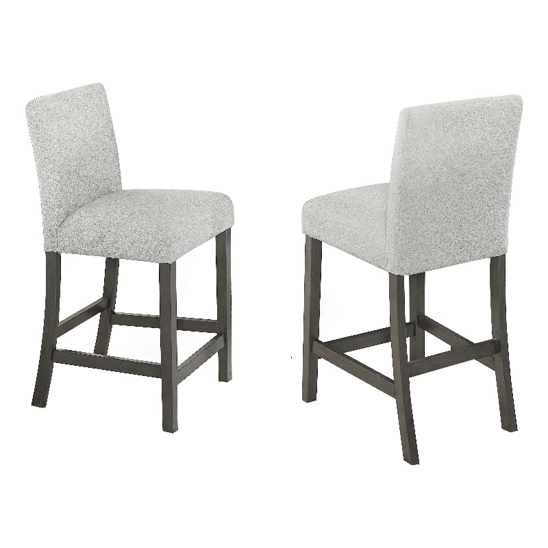 Selena Set of 2 Light Gray Fabric Ctr Ht Chairs w/Gray Wood Frame & Footrest