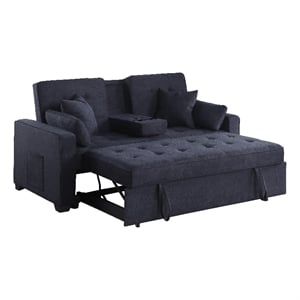 Cody II 70&quot Drk Gray Woven Fabric Slpr Loveseat+Console+CupHld+USB+Pkt Coil Seat