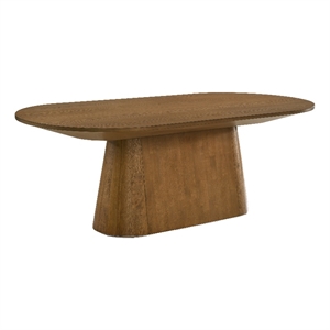 Andrew 88&quot Brown Walnut Wood Finish Oval Dining Table with Pedestal Base