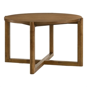 Andrew 47&quot Walnut Wood Finish Round Dining Table with Cross Sled Base