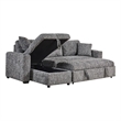 Seraphina II 97&quotGray Boucle Fabric Rev.Sleeper Sect Strg Chaise+Cphldrs+USB+Plws