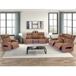 Jazz Lt Brown Faux Leather Pwr Recl. 3PC Set+BT Spkrs+LED+Wrls Chrg+USB+Cuphldrs