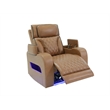 Jazz Lt Brown Faux Leather Pwr Recl. 3PC Set+BT Spkrs+LED+Wrls Chrg+USB+Cuphldrs