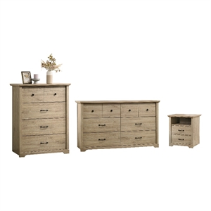 Elara 3Pc Light Oak Eng.Wood Bedroom Set-57&quot Dresser+32&quot Chest+22&quot Nightstand