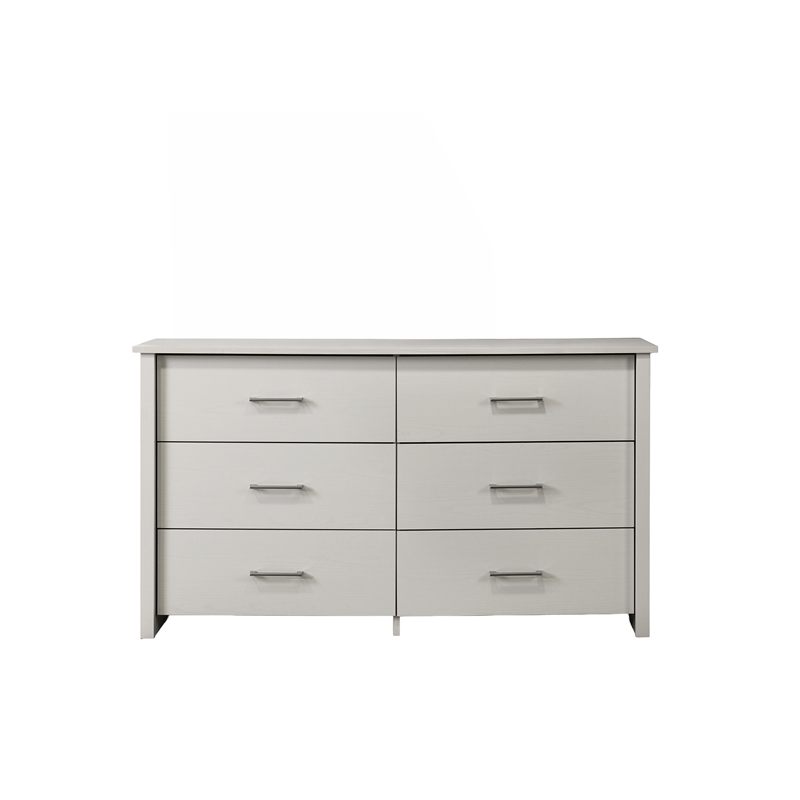 Celeste 3 pc White Engineered Wood Dresser Chest Nighstand Bedroom Set