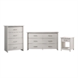 Celeste 3 pc White Engineered Wood Dresser Chest Nighstand Bedroom Set