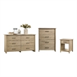 Celeste 3 pc Light Oak Engineered Wood Dresser Chest Nighstand Bedroom Set
