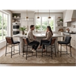 Lahni Set of 4 Dark Gray Boucle 26-inch Counter Stools with Iron Legs