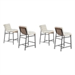 Lahni Set of 4 White Boucle 26-inch Counter Stools with Iron Legs