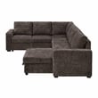 Esmeralda 122-inch Chocolate Chenille Modular Sleeper Sectional Sofa