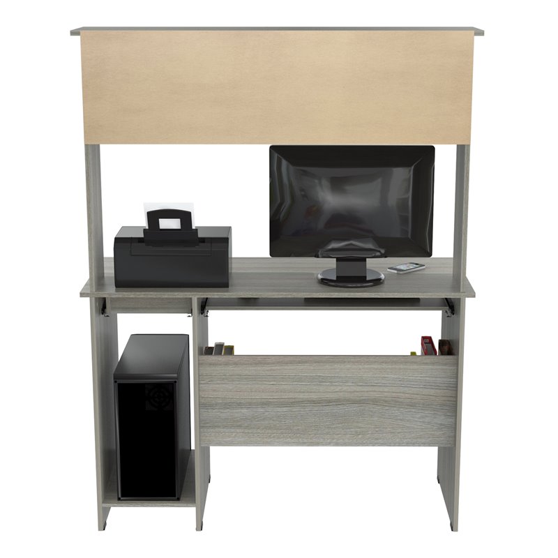 Inval traditional smoke oak inval computer desk and store hutch