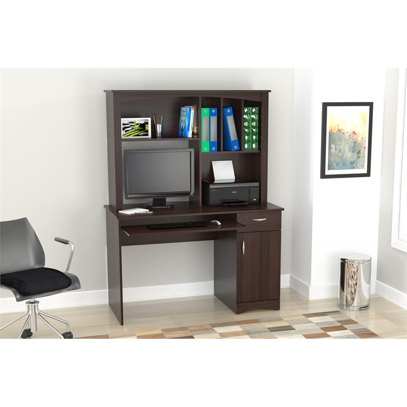 Inval Bandya Espresso Computer Desk With Hutch Cc 7301 Cymax