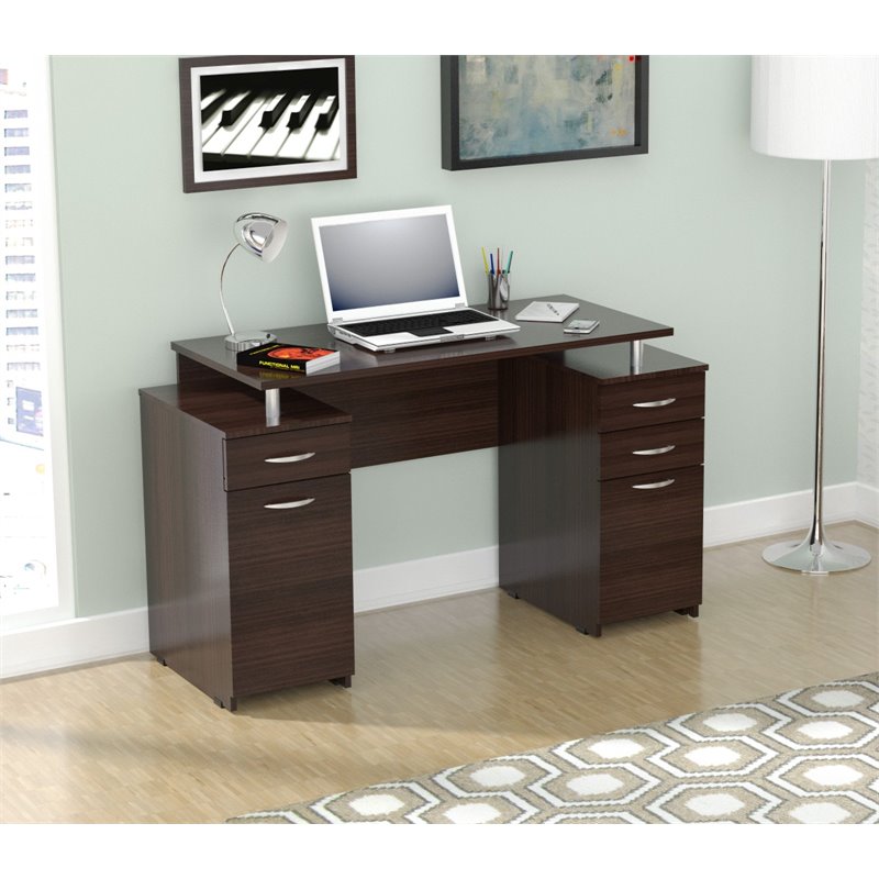 Inval Espresso Writing Desk with Four Drawers Cymax Business