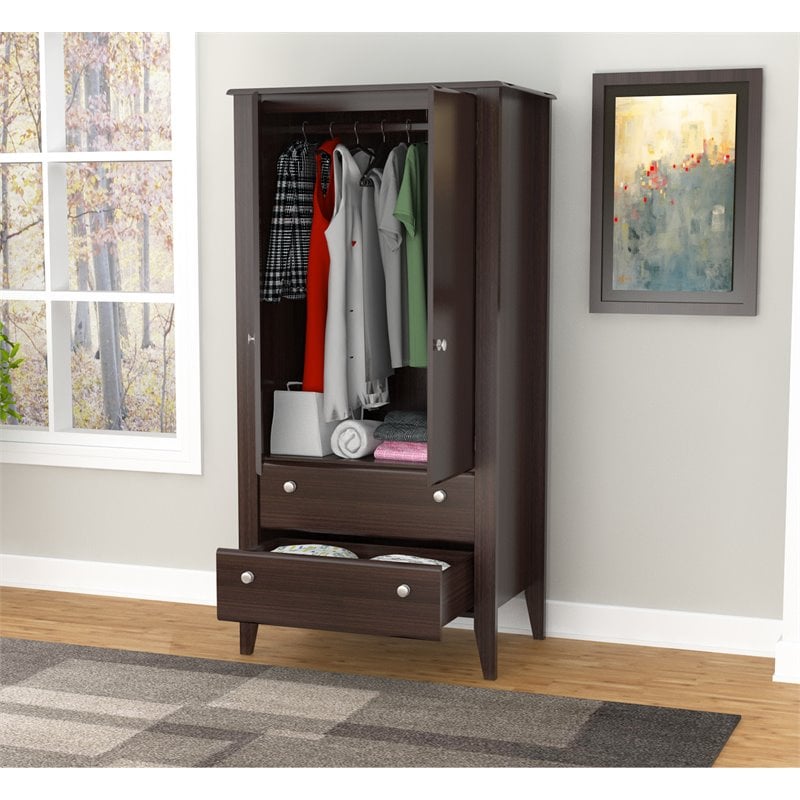 Inval Two Door Two Drawer Espresso Wardrobe Armoire Am 17723