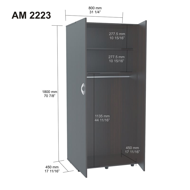 Inval Two Door Espresso Wardrobe Armoire Am 2223