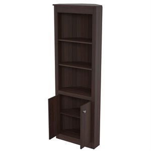 inval america two door espresso corner bookcase