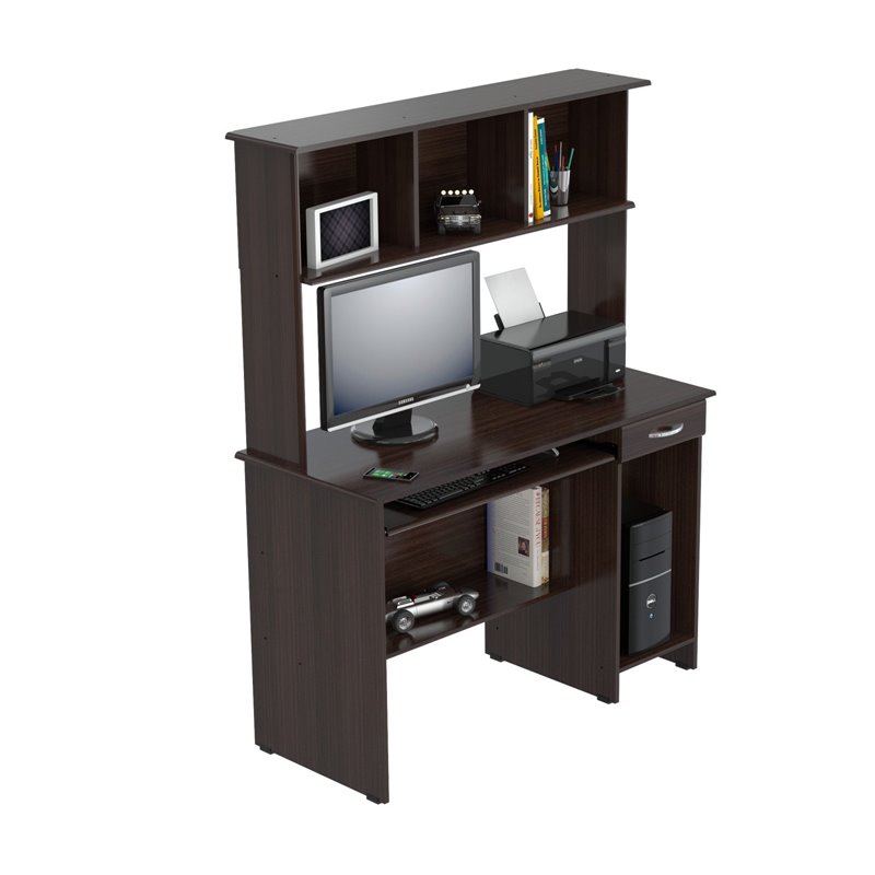 Inval America Espresso Computer Desk with Hutch