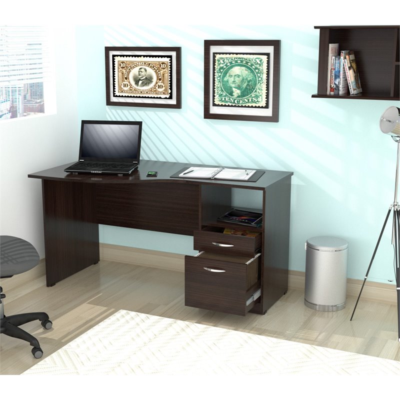 Inval America Espresso Curved Top Writing Desk Cymax Business
