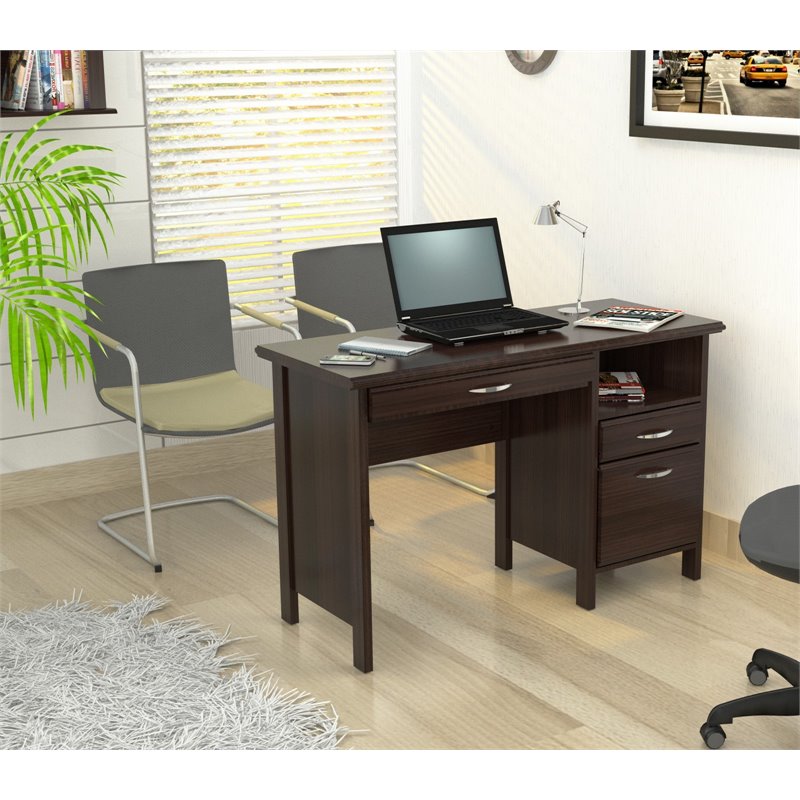 Prepac Floating Computer Desk with Storage in Espresso EEHW02001