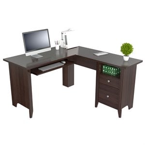 inval america espresso l-shaped computer writing desk