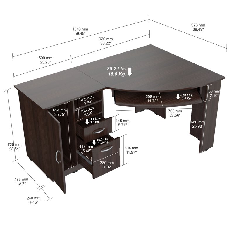 Inval corner computer desk hotsell