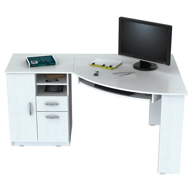Inval Laura Washed Oak Corner Computer Desk