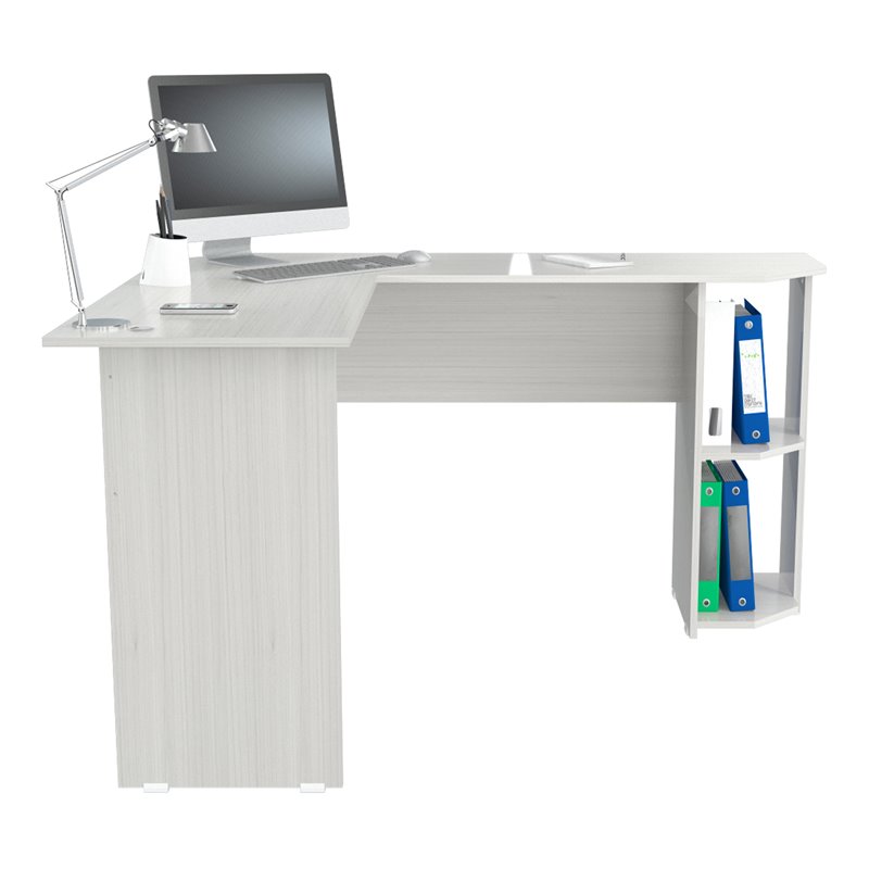 Inval Merlin LShaped Computer Office Desk in White Washed Oak ET4215