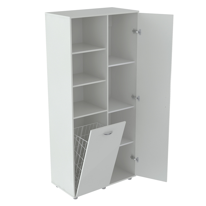 Inval White Utility Storage Cabinet With Tilt Bin Gm 0440