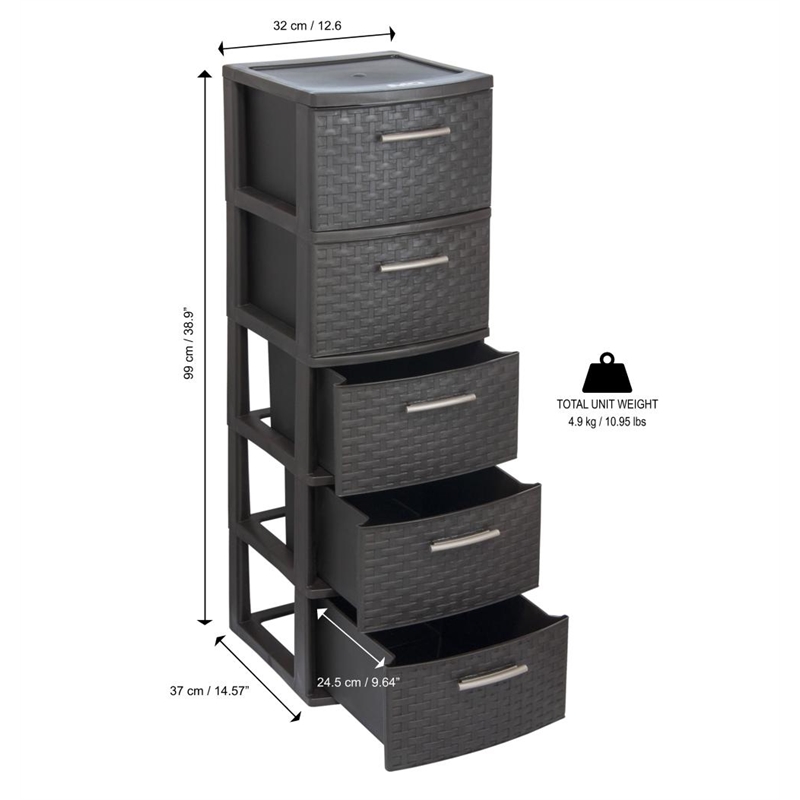 Mq Infinity 5 Drawer Storage Cabinet In Espresso 392 Wen