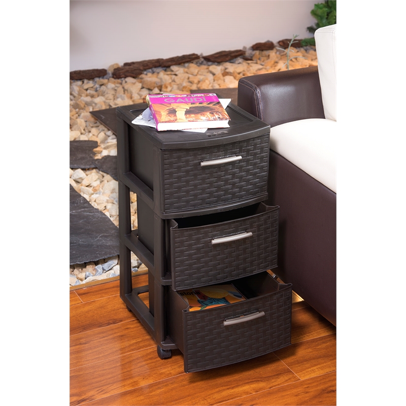MQ INFINITY 3Drawer Rolling Storage Cart in Espresso