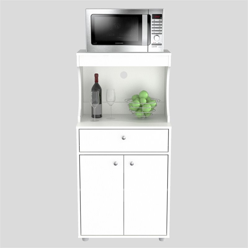 Inval Galley Kitchen Microwave Storage Cabinet In White Engineered Wood Gcm 061