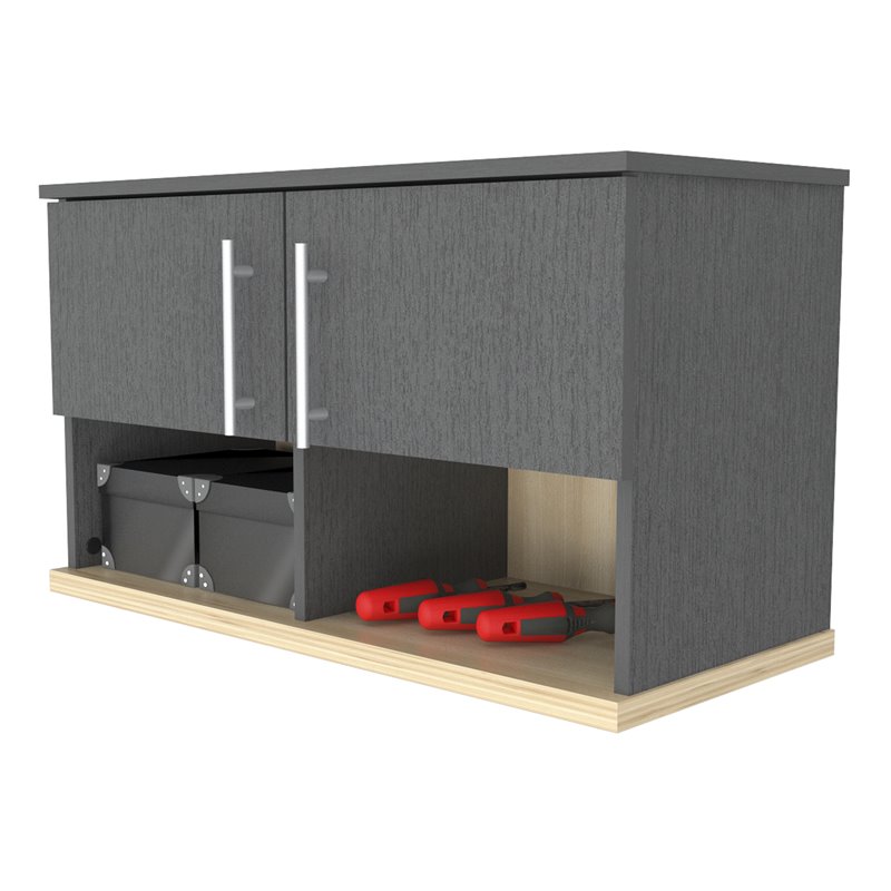 Inval KRATOS Wall Mounted Garage in Graphite Gray Engineered Wood GM1040