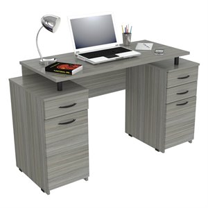 inval  computer desk in smoke oak engineered wood
