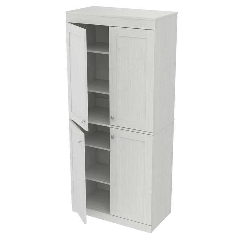 Inval Shaker Style 4 Door Tall Pantry in Washed Oak Engineered Wood ...