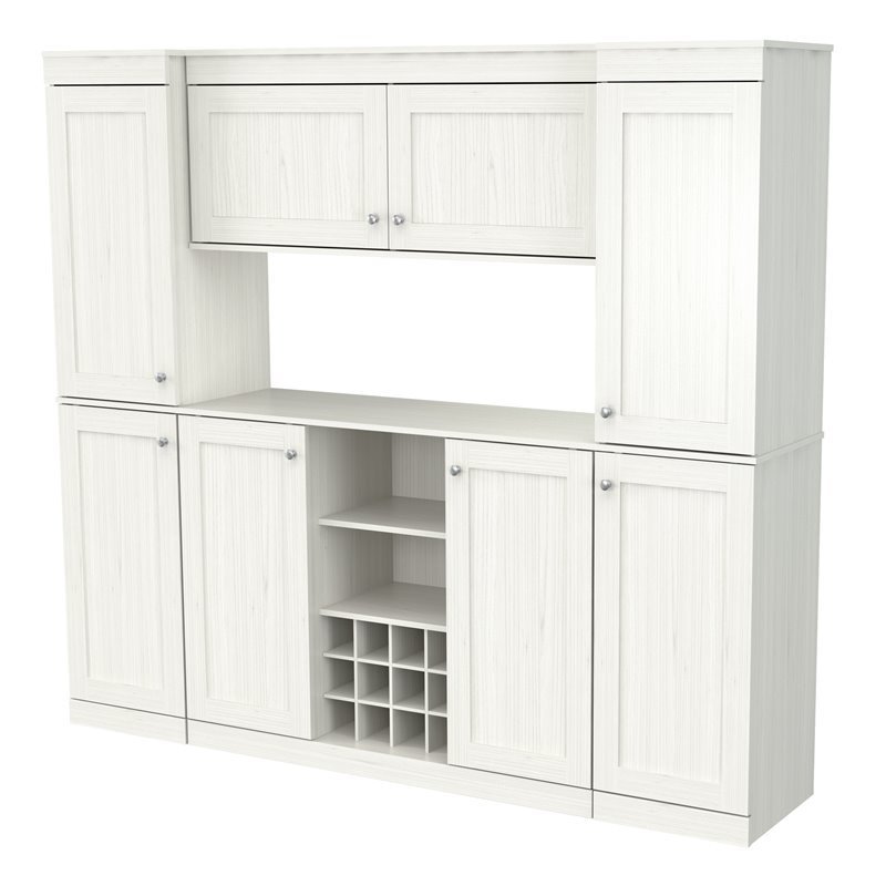 Inval Shaker Style 4 Piece Buffet and Slim Pantry in Washed Oak