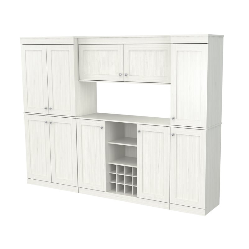 Inval Shaker Style 4 Piece Buffet and Pantry Set in Washed Oak