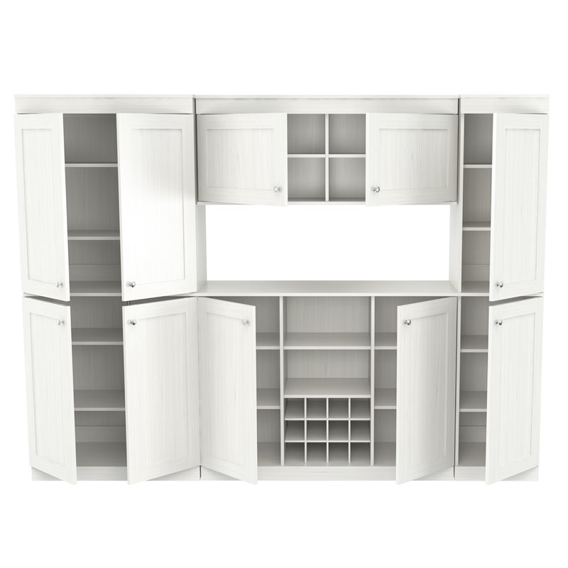 Inval Shaker Style 4 Piece Buffet and Pantry Set in Washed Oak