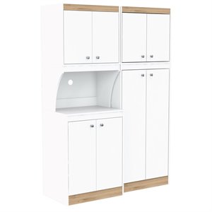inval galley 2-piece pantry set in white and vienes oak