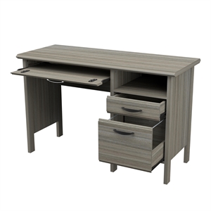 inval 2-drawer engineered wood computer desk in gray smoke oak