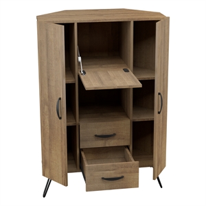 inval engineered wood mid-century buffet corner storage cabinet in brown
