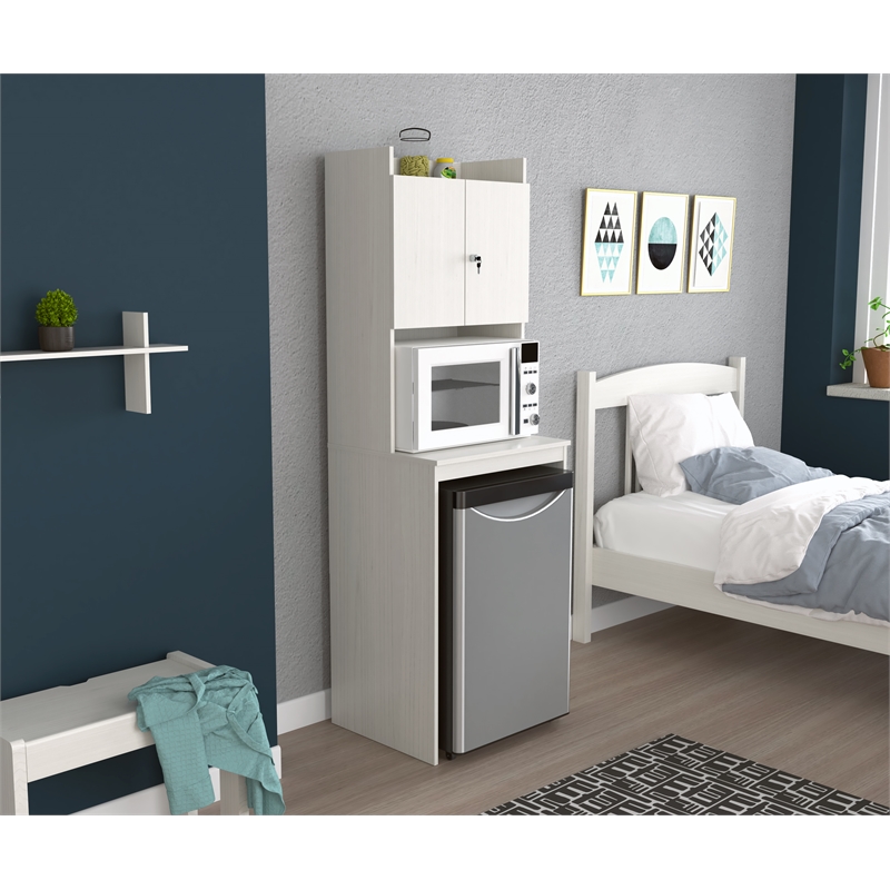 Inval Engineered Wood Mini Refrigerator/Microwave Storage Cabinet in