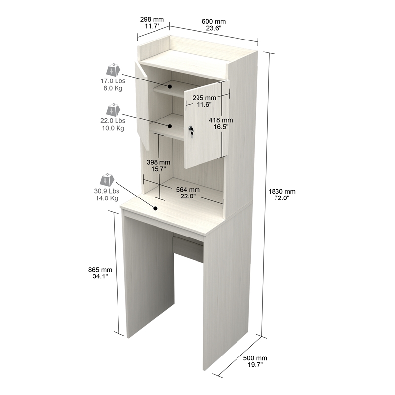 Inval Engineered Wood Mini Refrigerator/Microwave Storage Cabinet in Washed  Oak