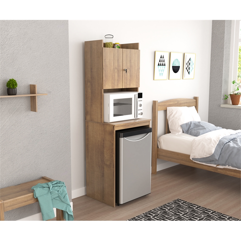Inval Engineered Wood Mini Refrigerator/Microwave Storage in