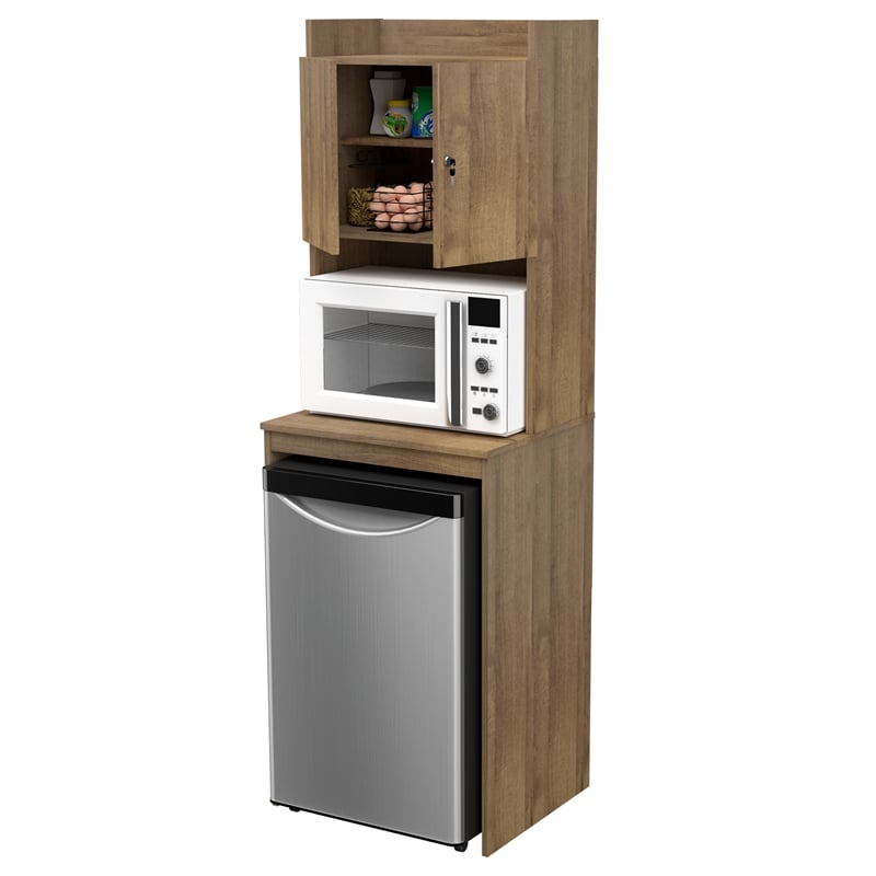 Inval Engineered Wood Mini Refrigerator/Microwave Storage Cabinet in