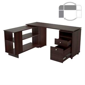 inval l-shaped engineered wood reversible computer desk in espresso