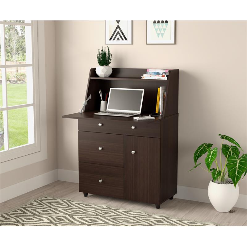 Inval 5Shelf Secretary Desk in Espresso Cymax Business