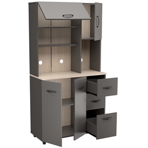 inval 3-drawer 6-shelf garage storage cabinet dark gray and maple